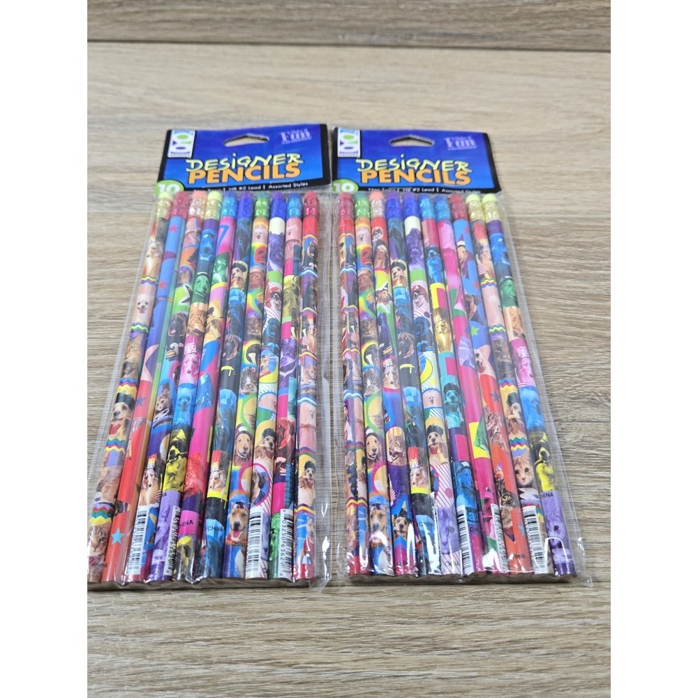 2 packs (20 total) Geddes Pencils #2 Lead. Colorful DOG & CAT funny novelty. New